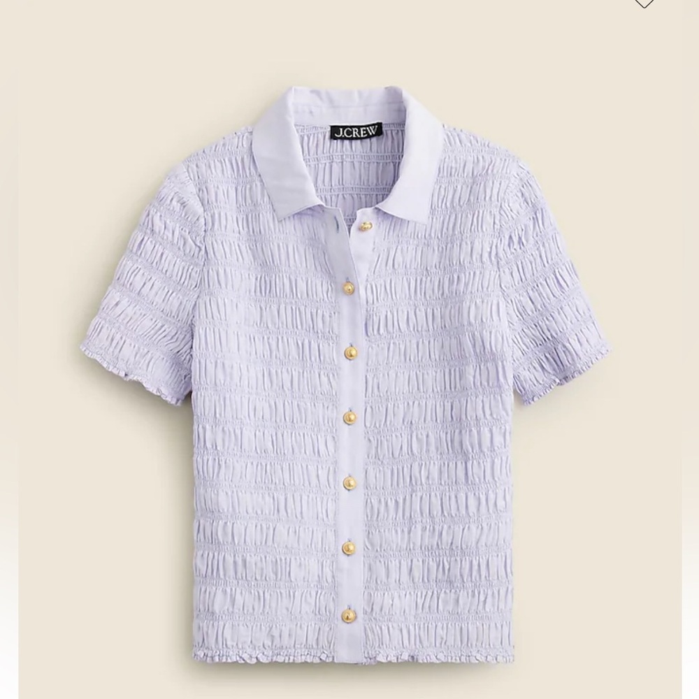 J.Crew Smocked button-up shirt cotton-blend voile NWT